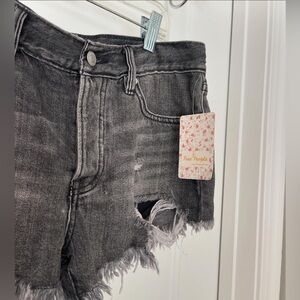 Free People Black Denim Shorts